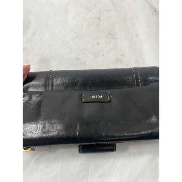 Fossil Ellis Clutch Womens Black Leather Wallet - Picture 2 of 15